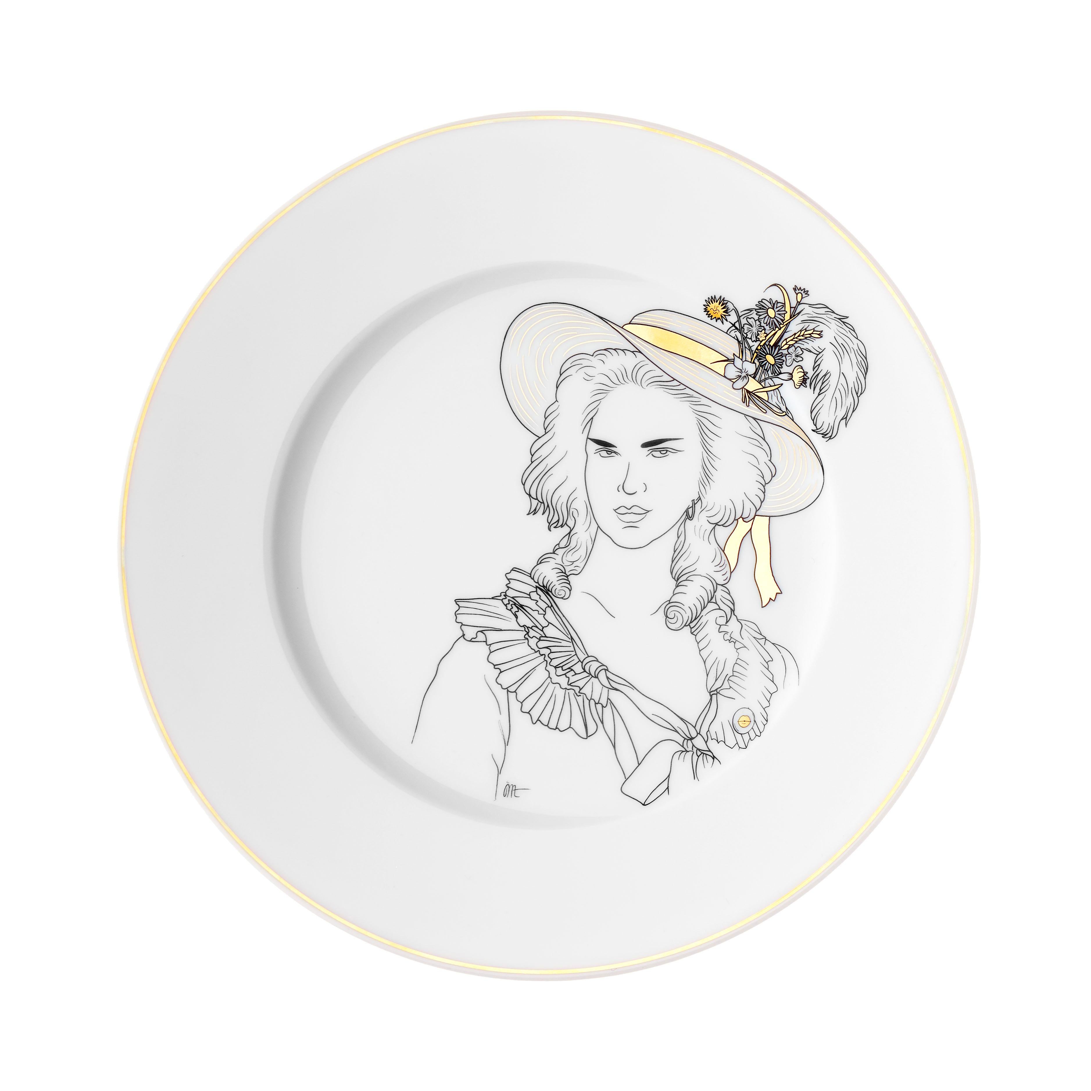 Dessert Porcelain gold plate, Parisian style "Marie Antoinette" For Sale