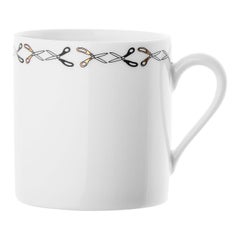 Box of 2 Porcelain Coffee Cup and Gold, Parisian Style " Scissors "