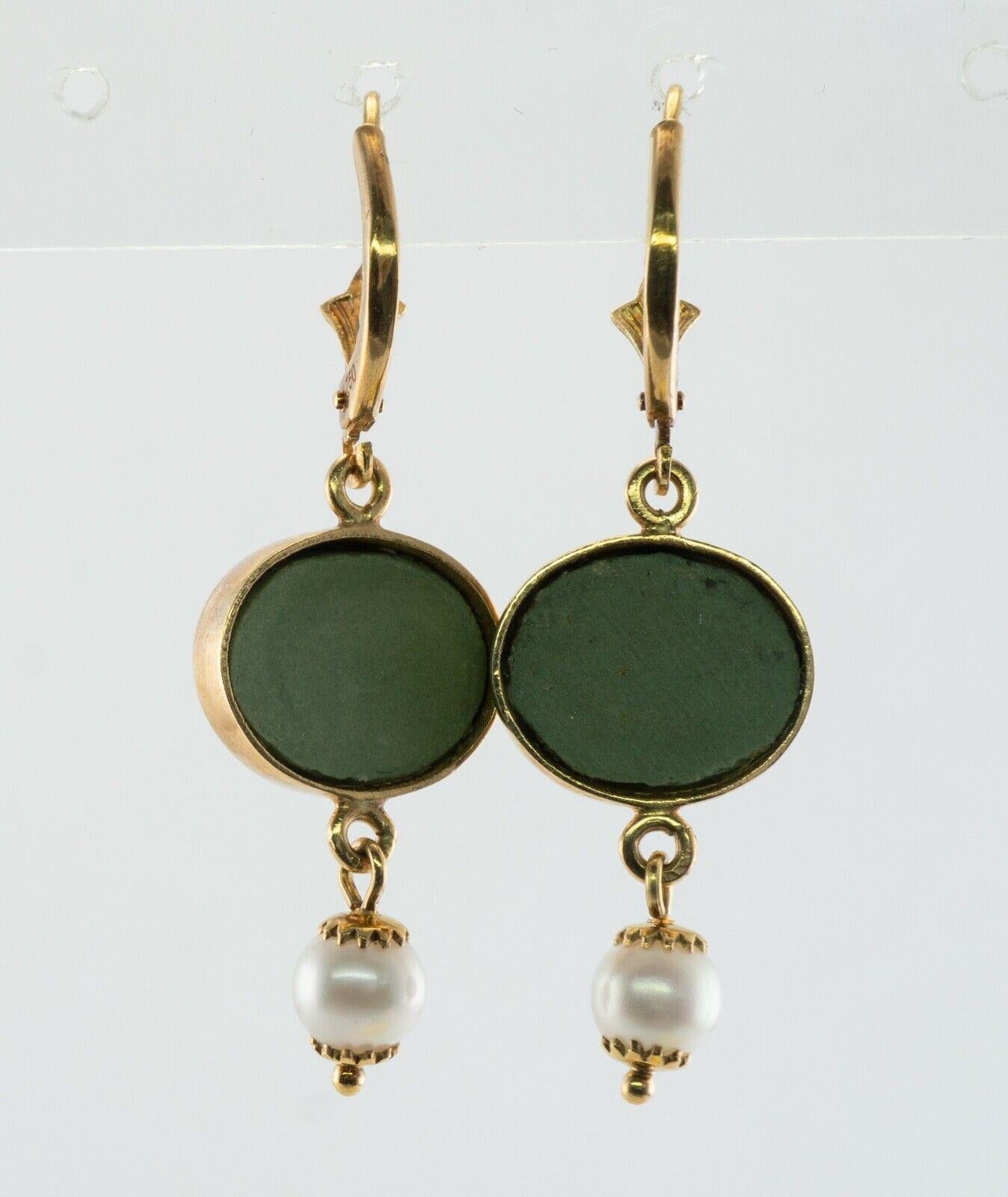 Cherub Angel Cameo Pearl Lava Earrings 18K Gold In Good Condition For Sale In East Brunswick, NJ