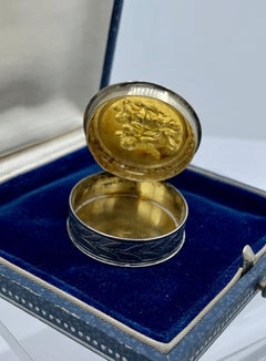 Cherub Angel Cupid Dove Birds Sterling Silver Box Pill Jewelry Ring Box Antique