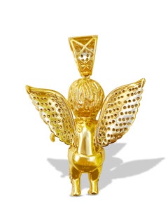 "Cherub" Baby Angel Motif Diamond and 10k Gold Rosary Pendant Easter Jewelry