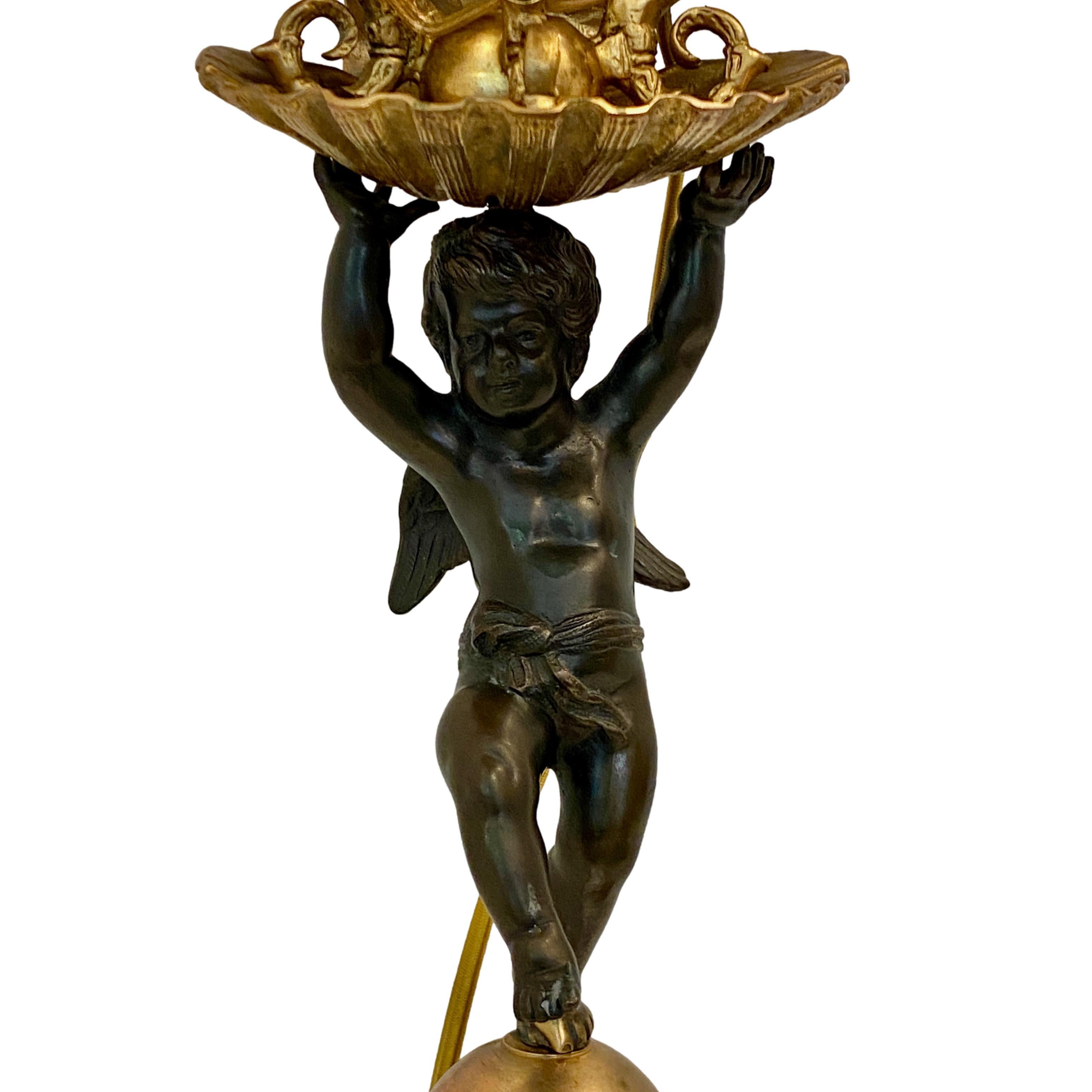 Cherub Candelabra Table Lamp In Good Condition For Sale In New York, NY