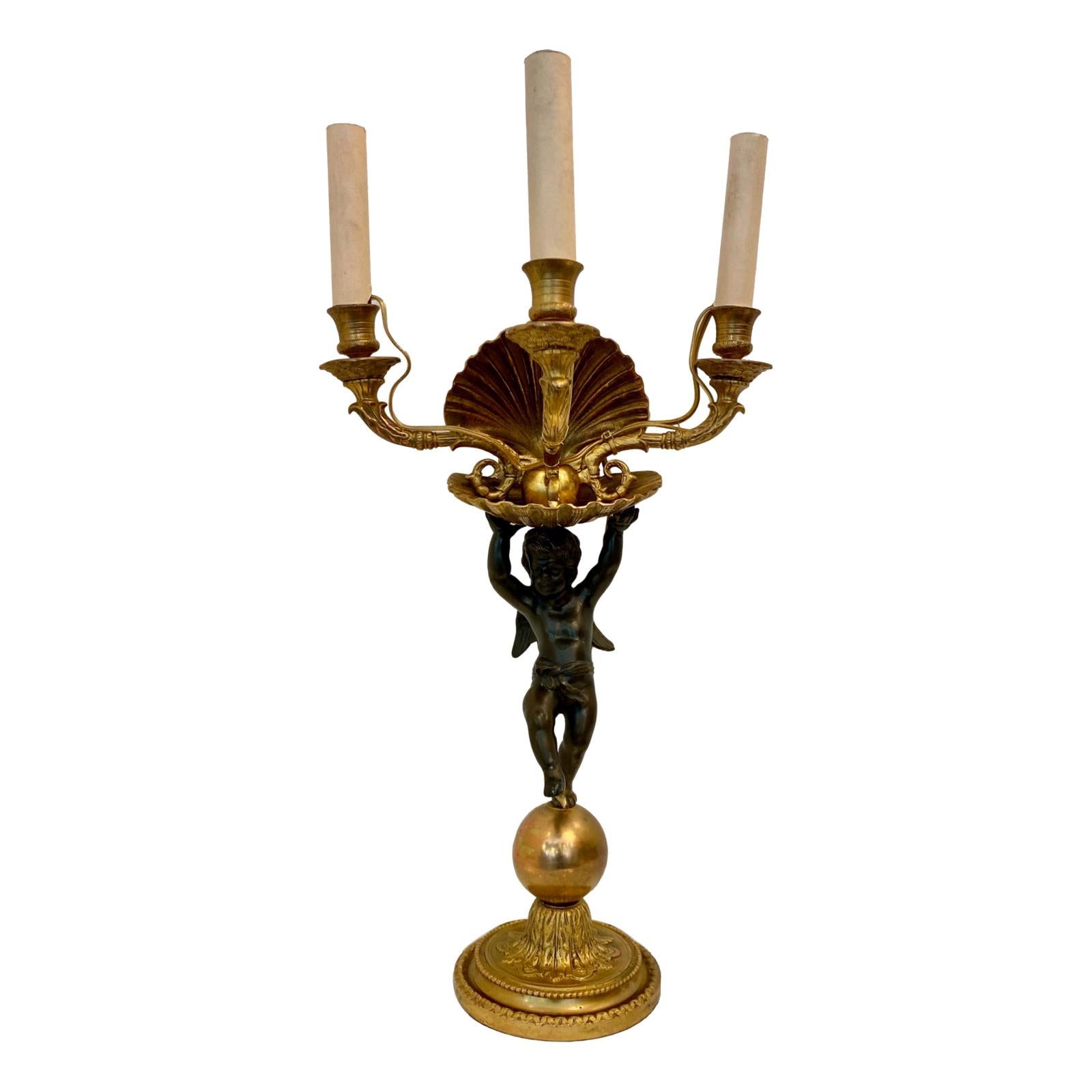 Cherub Candelabra Table Lamp