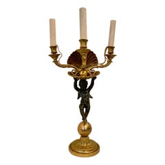 Antique Cherub Candelabra Table Lamp