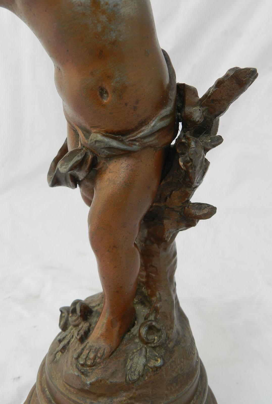 Cherub Candlestick by Auguste Moreau Spelter, 19th Century FREE SHIPPING 2