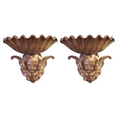 Cherub Garden Wall Elements, a Pair