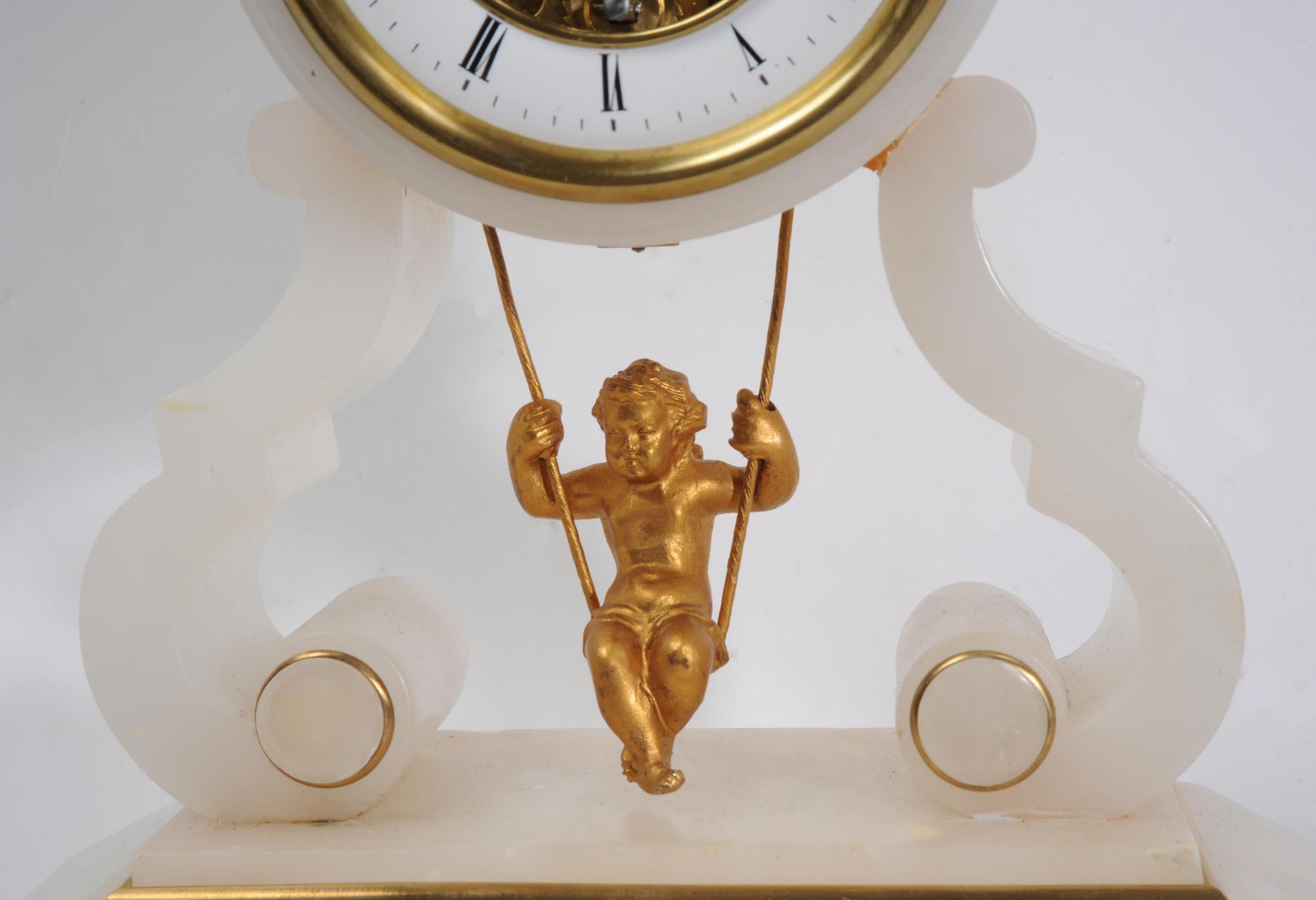 Cherub on a Swing Antique French Clock by Eugene Farcot 3