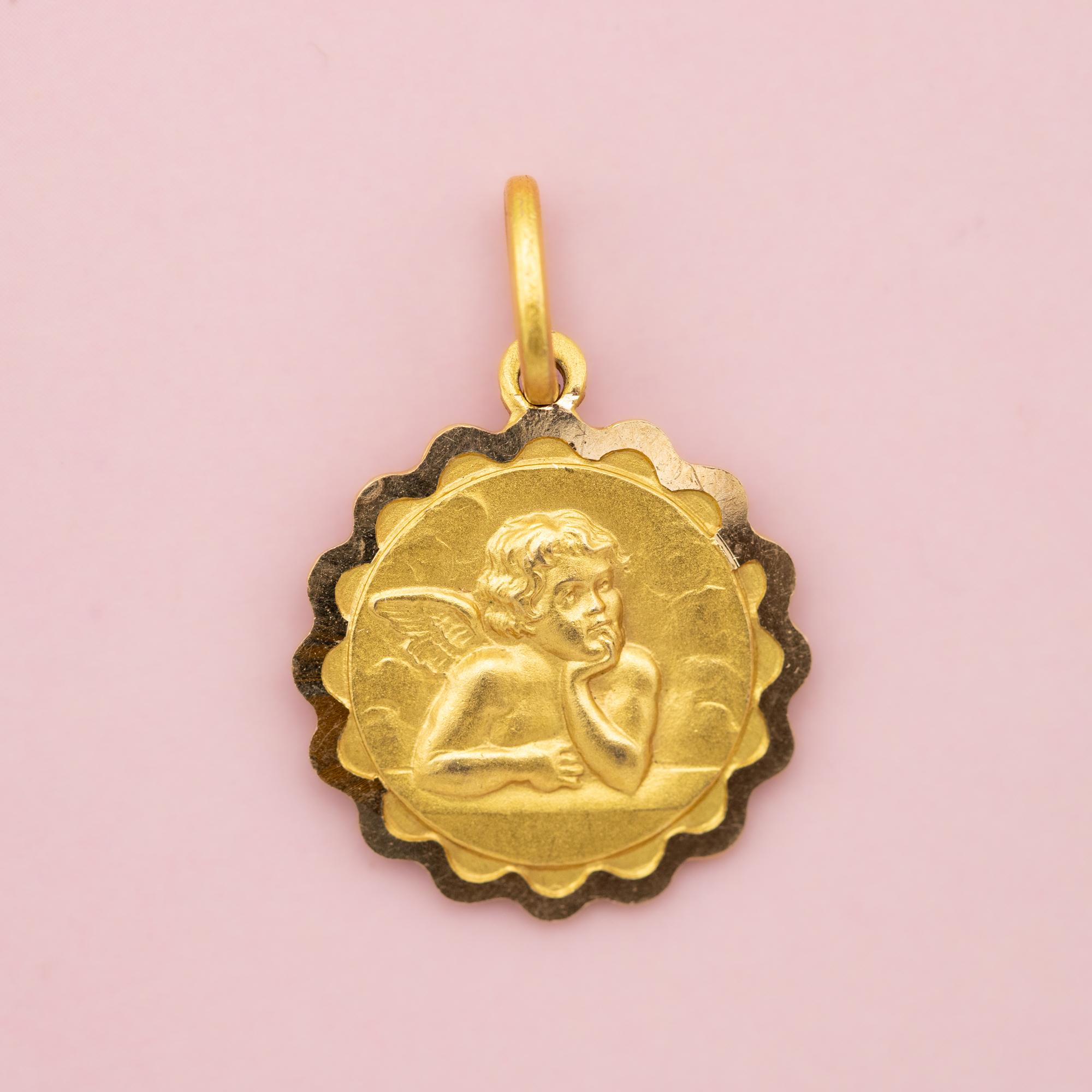 Querubín - Ángel protector - amuleto de la buena suerte - Colgante ángel floral 5