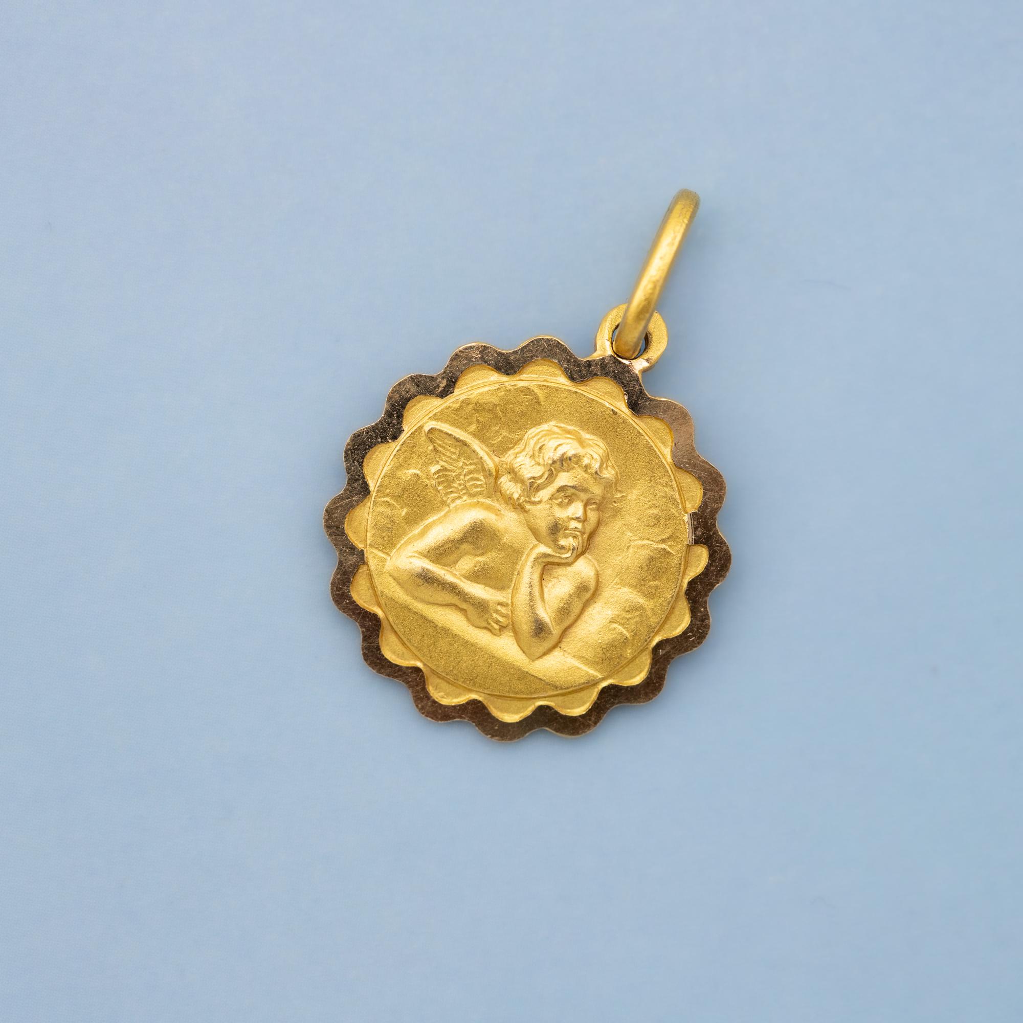 Femenino o masculino Querubín - Ángel protector - amuleto de la buena suerte - Colgante ángel floral