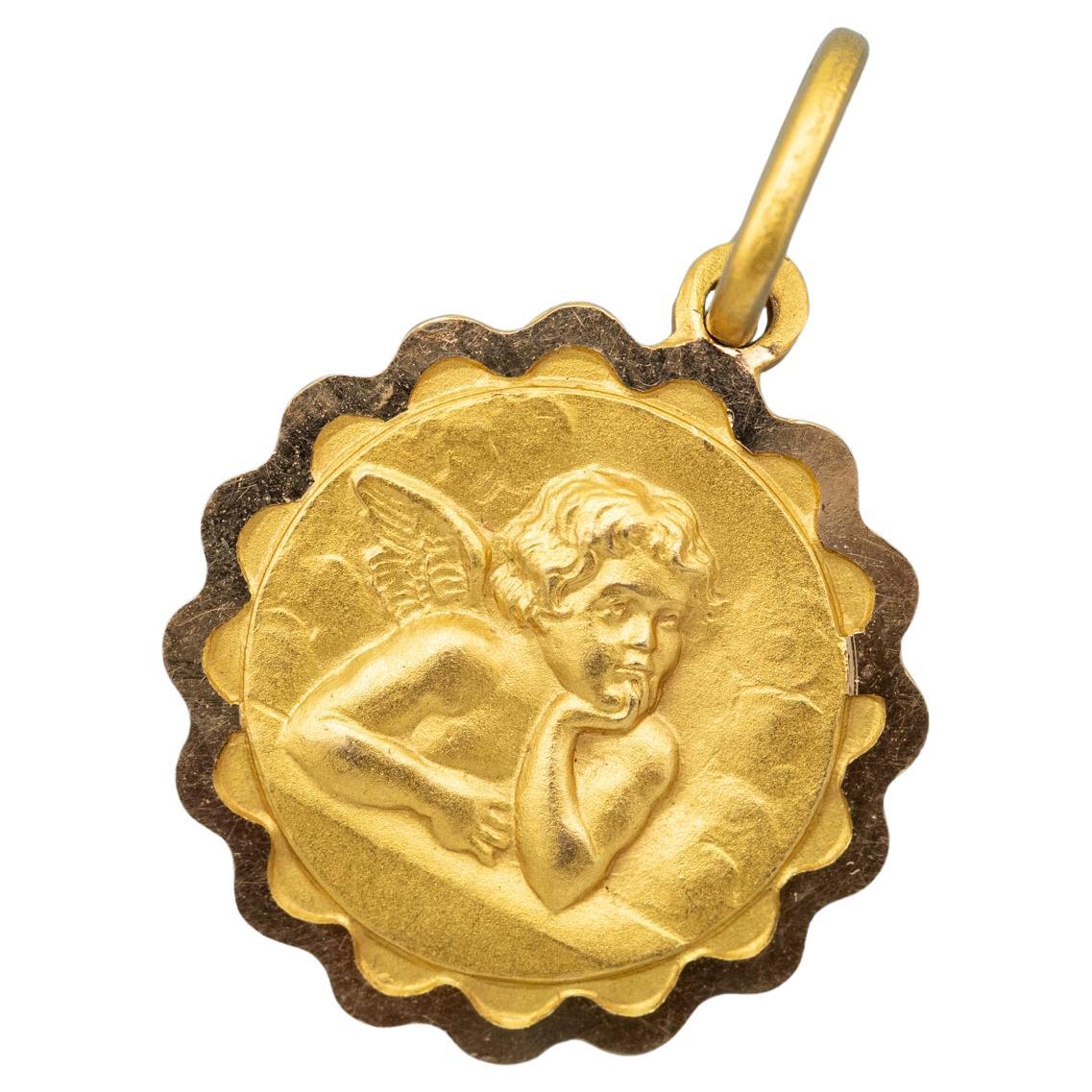 Cherub - Protecting Angel - good luck charm - Floral angel pendant
