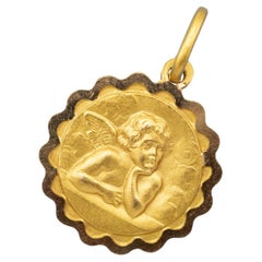 Cherub - protecting Angel - good luck charm - floraler Engel-Anhänger mit Blumenmuster