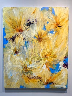 Blow- Warm Yellow Tone Abstract Floral Oil Painting on Canvas