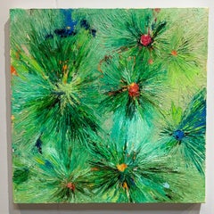 Circle Back- Green Tone Abstract Floral Oil Painting on Canvas