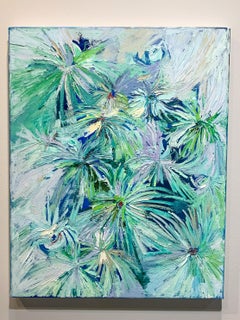 Fraiche- Cool Pastel Tone Abstract Floral Oil Painting on Canvas