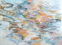 "Reflejos de otoño 1", Abstracto, Otoño, Dorado, Azul, Pintura acrílica, 2017