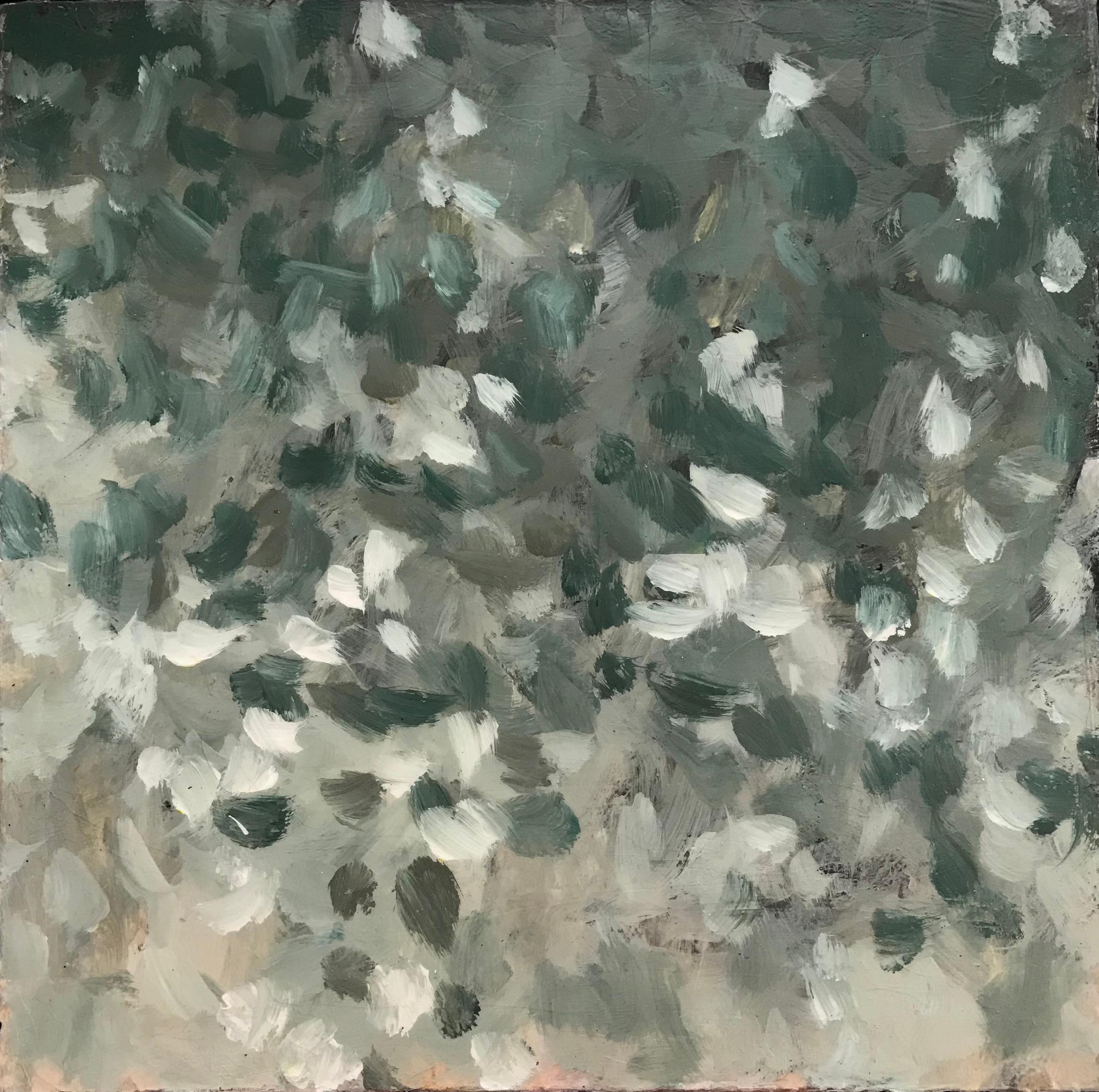 Cheryl Clinton Landscape Painting – "Painterly Impulse 11", Zeitgenössisch, Abstrakt, Grau, Grün, Acrylgemälde