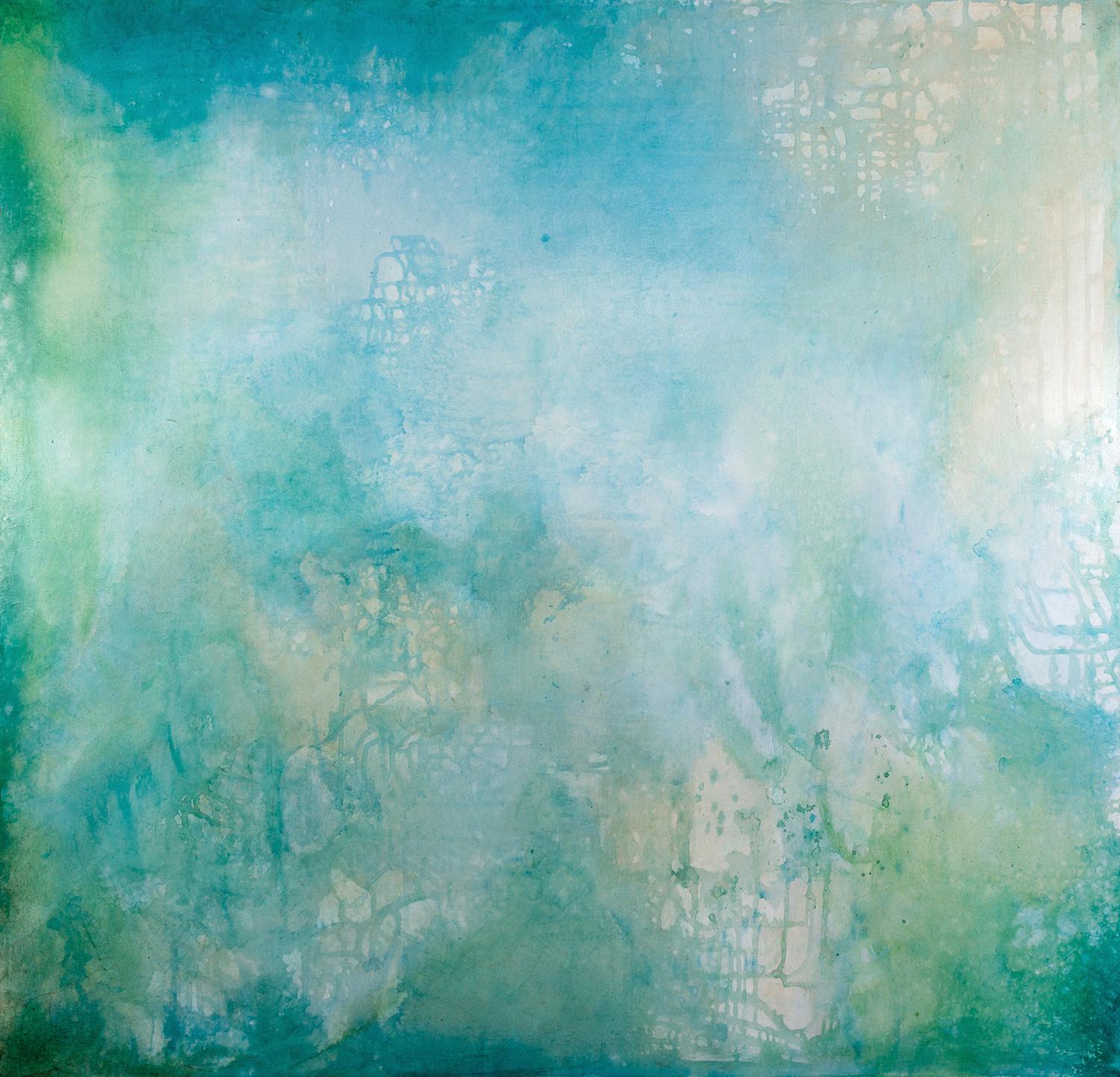 Landscape Painting di Cheryl Clinton - "Spirit Map 2", Contemporaneo, Astratto, Blu, Verde, Pittura acrilica, 2018