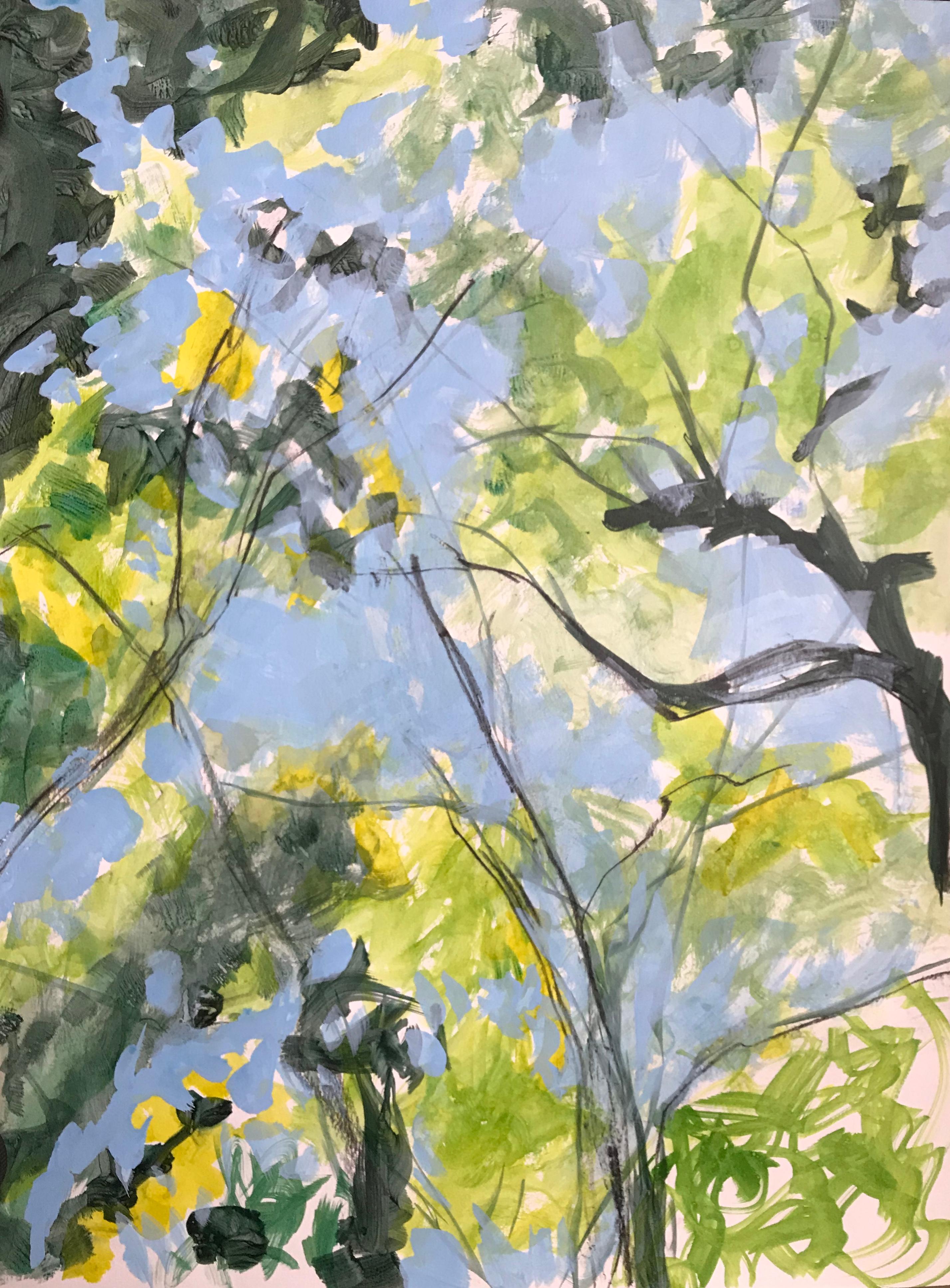 "Summer Tree Study", acrylic, painting, contemporary, abstract, landscape, green