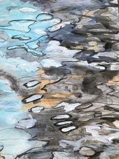 "Pensando en el agua 1", Contemporáneo, Abstracto, Azul, Blanco, Pintura acrílica