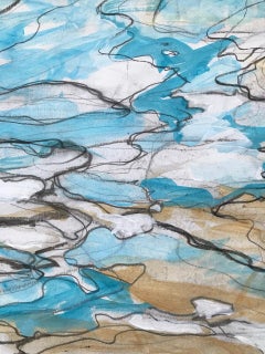 "Pensando en el agua 2", Contemporáneo, Abstracto, Azul, Blanco, Pintura acrílica