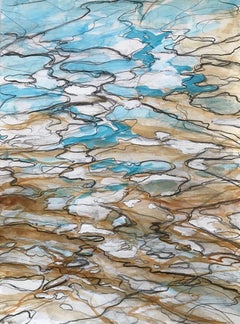 "Pensando en el agua 2", Contemporáneo, Abstracto, Azul, Blanco, Pintura acrílica