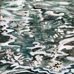 "Pensando en el agua 3", Contemporáneo, Abstracto, Azul, Blanco, Pintura acrílica