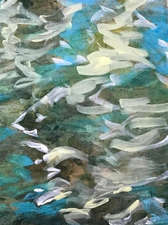 "Thinking About Water 4", Zeitgenössisch, Abstrakt, Blau, Weiß, Acrylgemälde