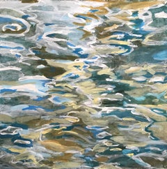 "Thinking About Water 5", Contemporary, Abstract, Blue, White, Acrylic Painting