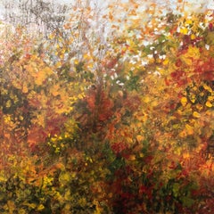 "Tree Light Series Fall 3", acrylic, painting, autumn, leaves, reds, golds