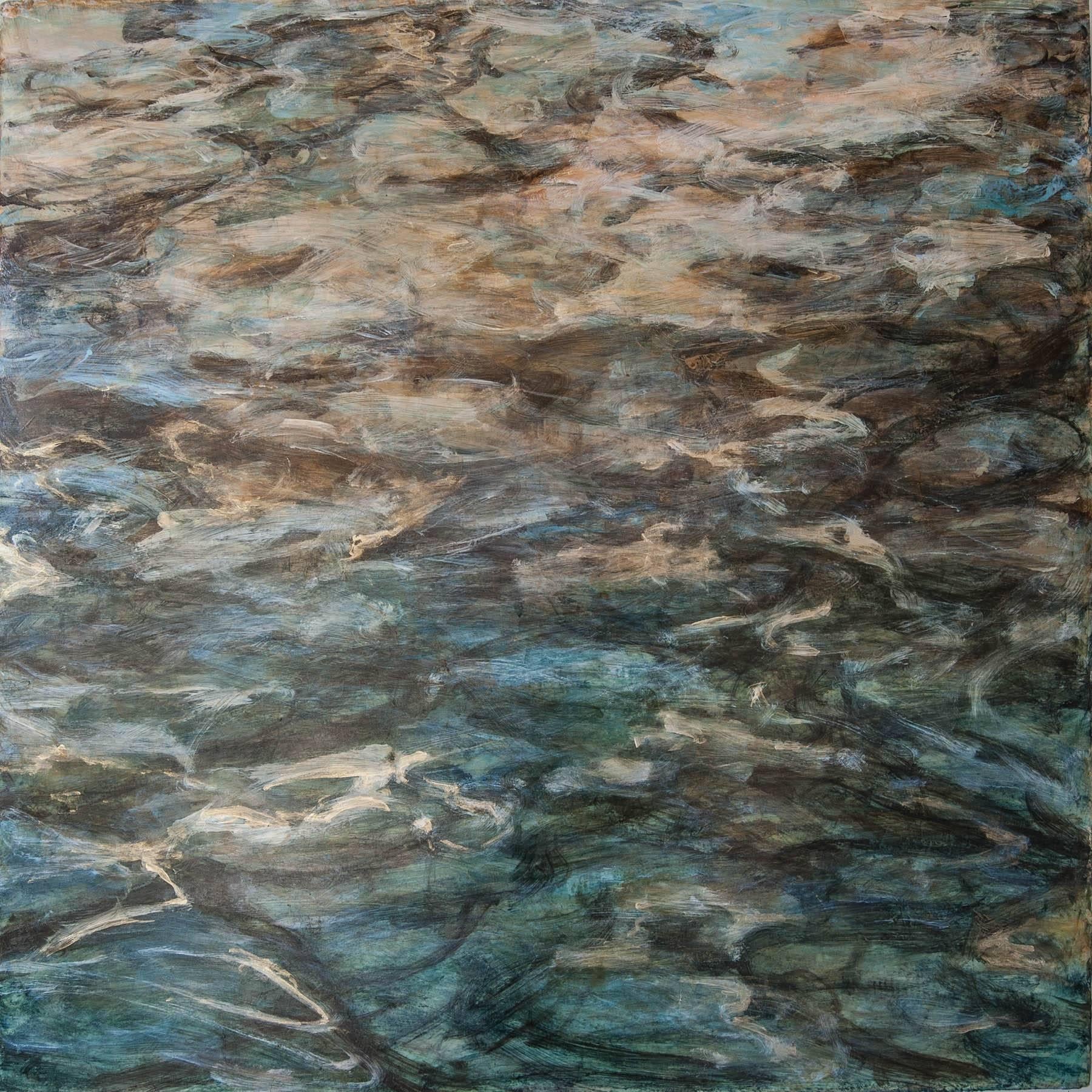Abstract Painting Cheryl Clinton - "Woodland Water Flood 1", contemporain, abstrait, paysage, peinture acrylique.