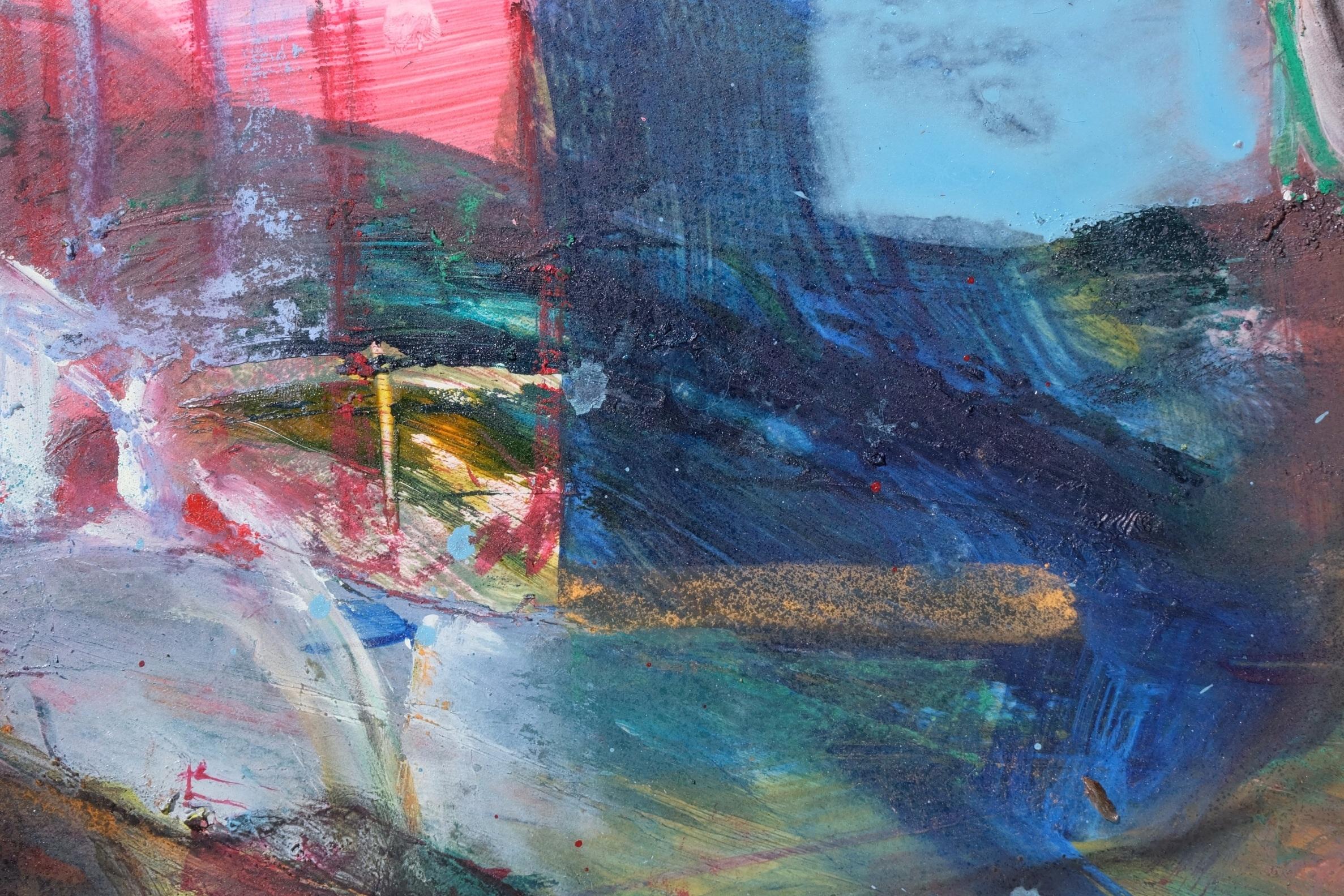 Pittura astratta espressionista.   Ci crederesti che quest'opera è stata creata su una carta d'arte fatta di pietra? La carta TerraSkin di Mitz è ecologica e ideale per questa pittura a tecnica mista: acrilico, penna e inchiostro, pastello e matita