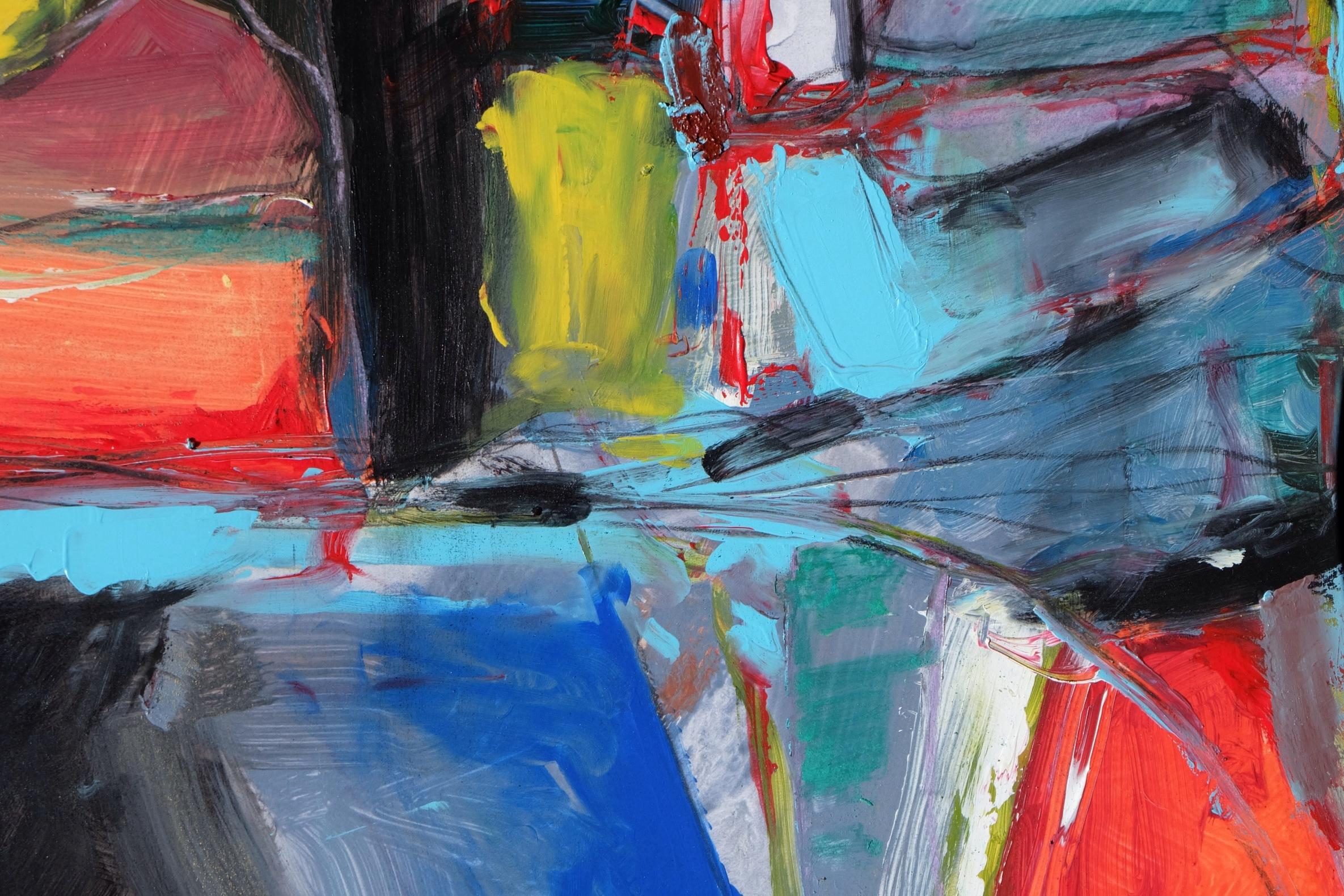 Pittura astratta espressionista.   Ci crederesti che quest'opera è stata creata su una carta d'arte fatta di pietra? La carta TerraSkin di Mitz è ecologica e ideale per questa pittura a tecnica mista: acrilico, penna e inchiostro, pastello e matita