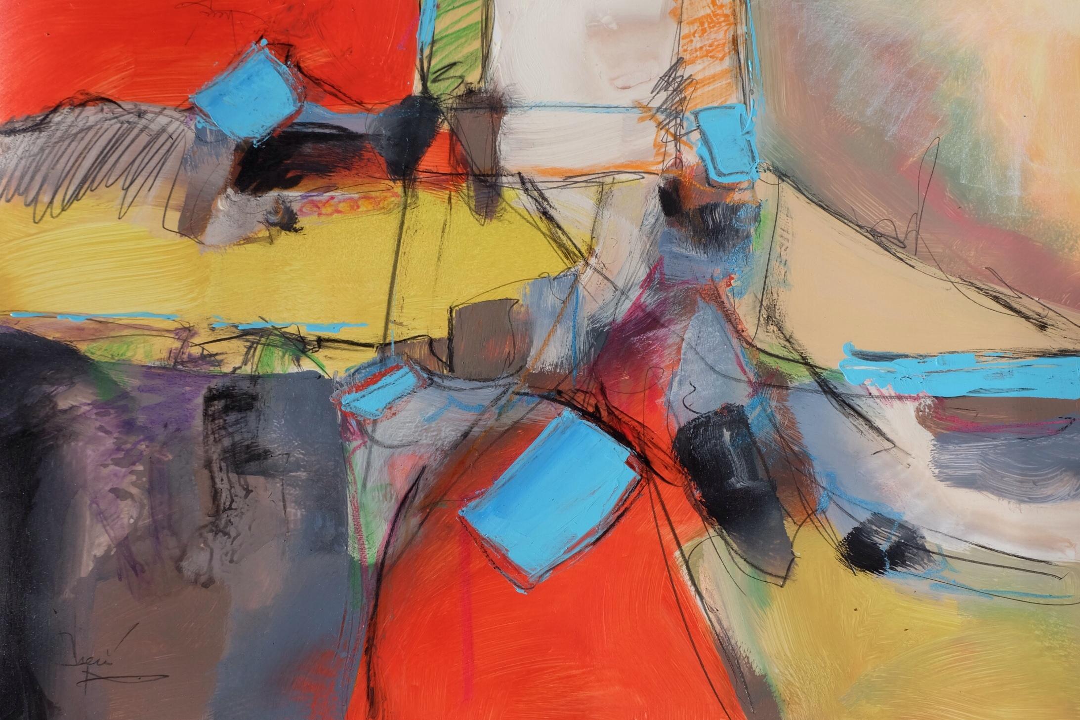Abstract Painting di Cheryl Johnson - Island Formations, Pittura, Acrilico su carta