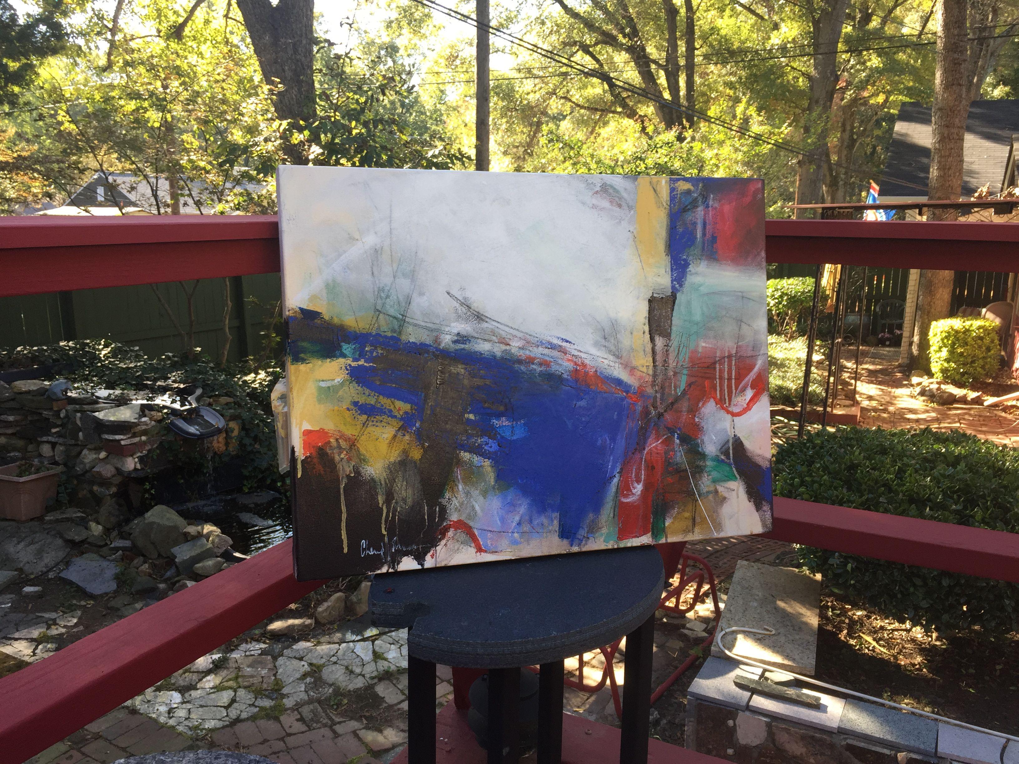 Peinture, acrylique sur toile Joy Blue moments - Painting de Cheryl Johnson