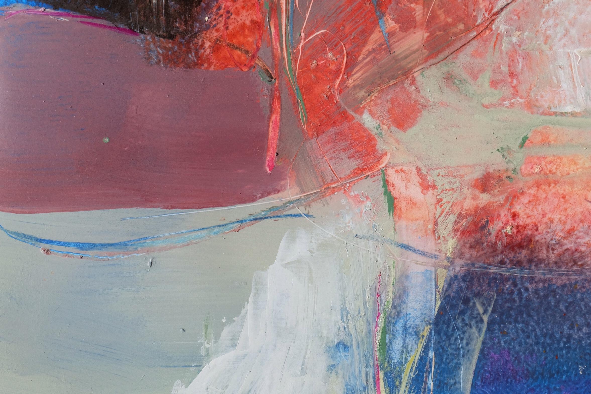 Pintura expresionista abstracta.   ¿Te creerías que esta obra se creó en un papel artístico hecho de piedra? El papel TerraSkin de Mitz es ecológico e ideal para esta pintura de técnica mixta: aplicaciones de acrílico, pluma y tinta, pastel y lápiz