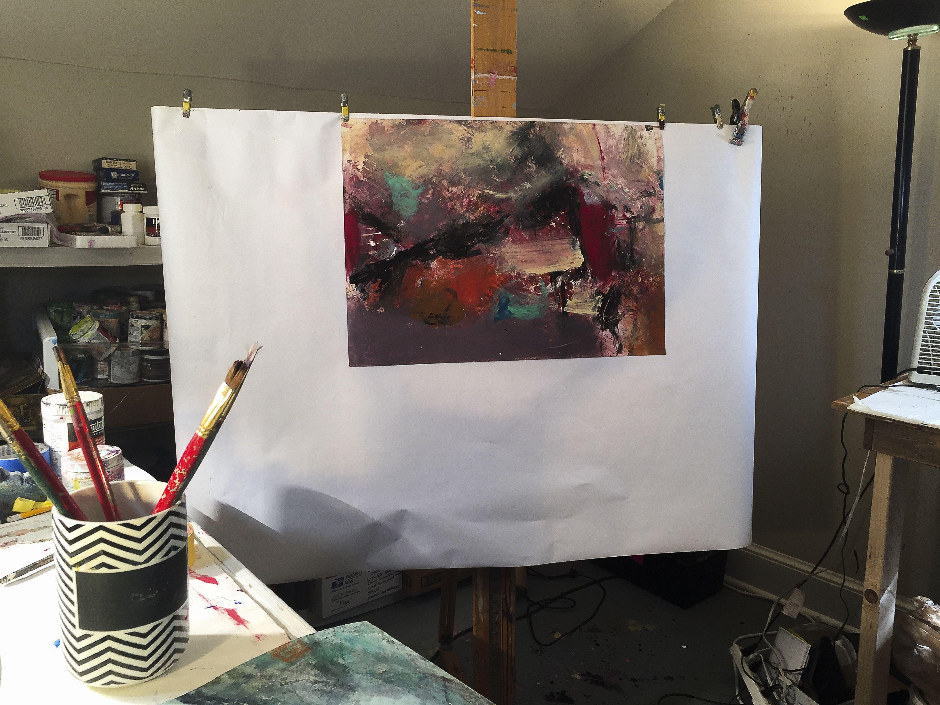 Embrace rouge, peinture, acrylique sur papier - Painting de Cheryl Johnson