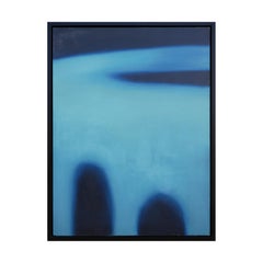 „Air Plane“ Blaues und schwarzes abstraktes zeitgenössisches Farbfeldgemälde