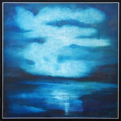 "Alluvium" Contemporary Modern Monochromatic Blue Abstract Color Field Painting