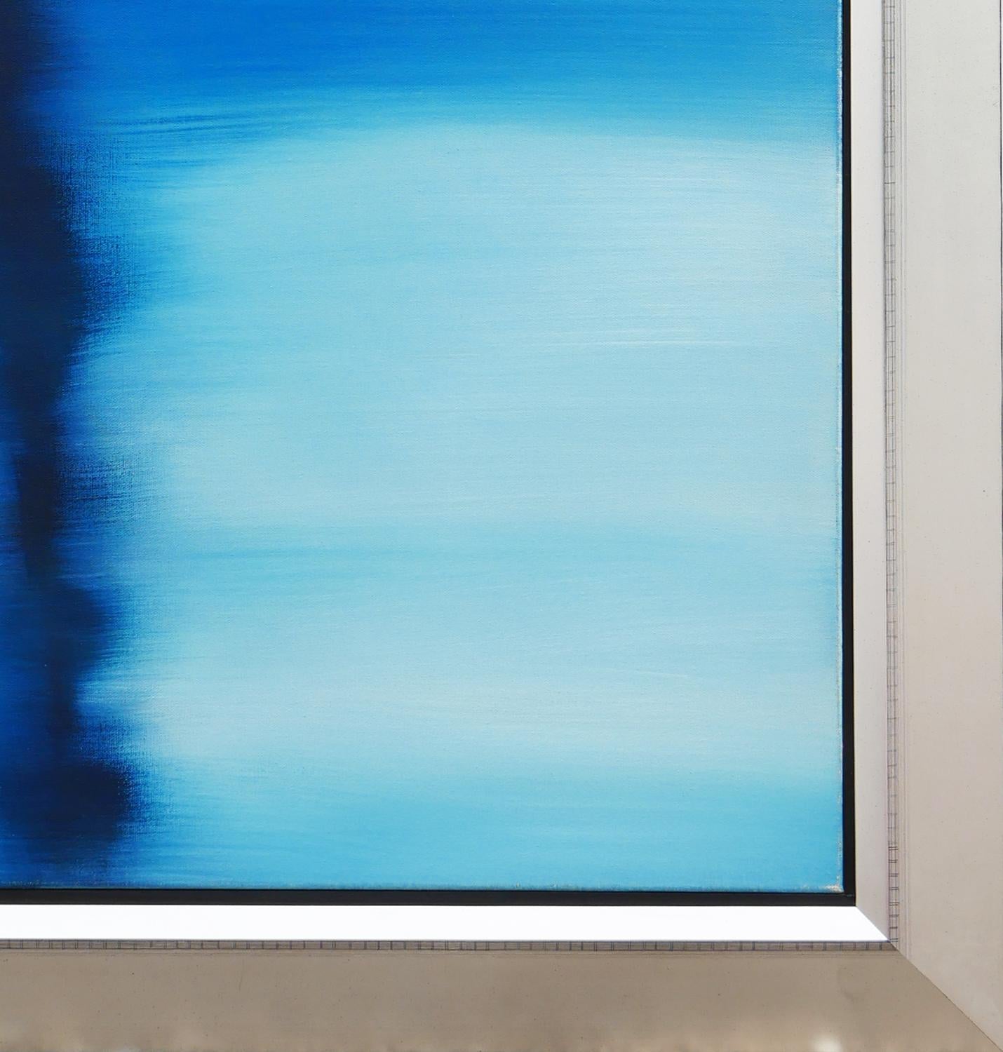 Peinture contemporaine moderne monochrome bleue abstraite sur champ « Tenne » en vente 1