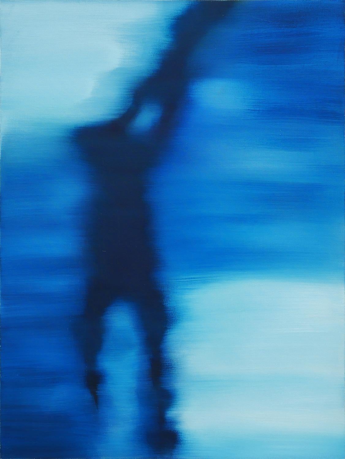 Peinture contemporaine moderne monochrome bleue abstraite sur champ « Tenne » en vente 2
