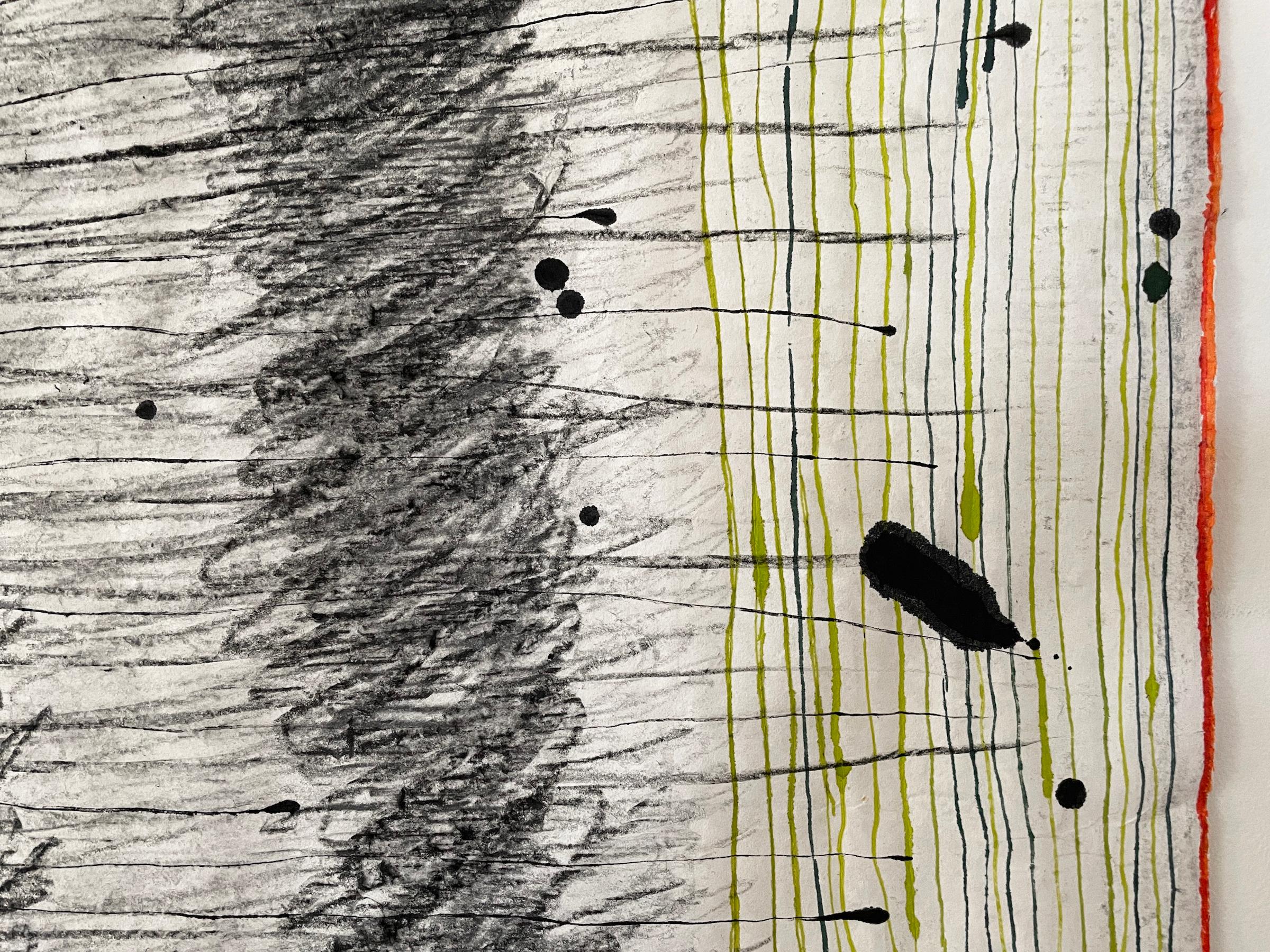 Cinq lignes avec points - Expressionnisme abstrait Painting par Cheryl Levin