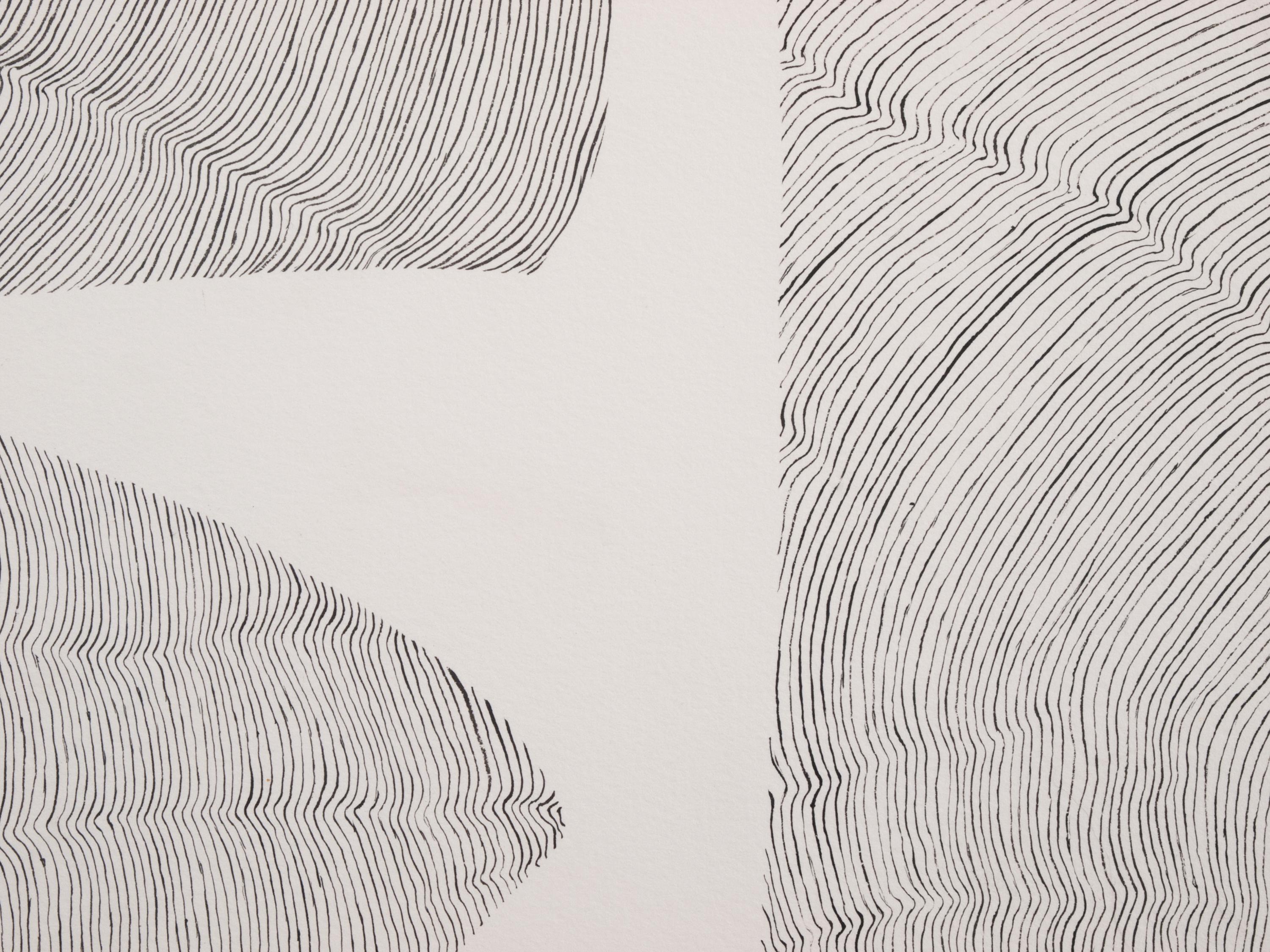 Trois formes sur une page faite de lignes - Painting de Cheryl Levin