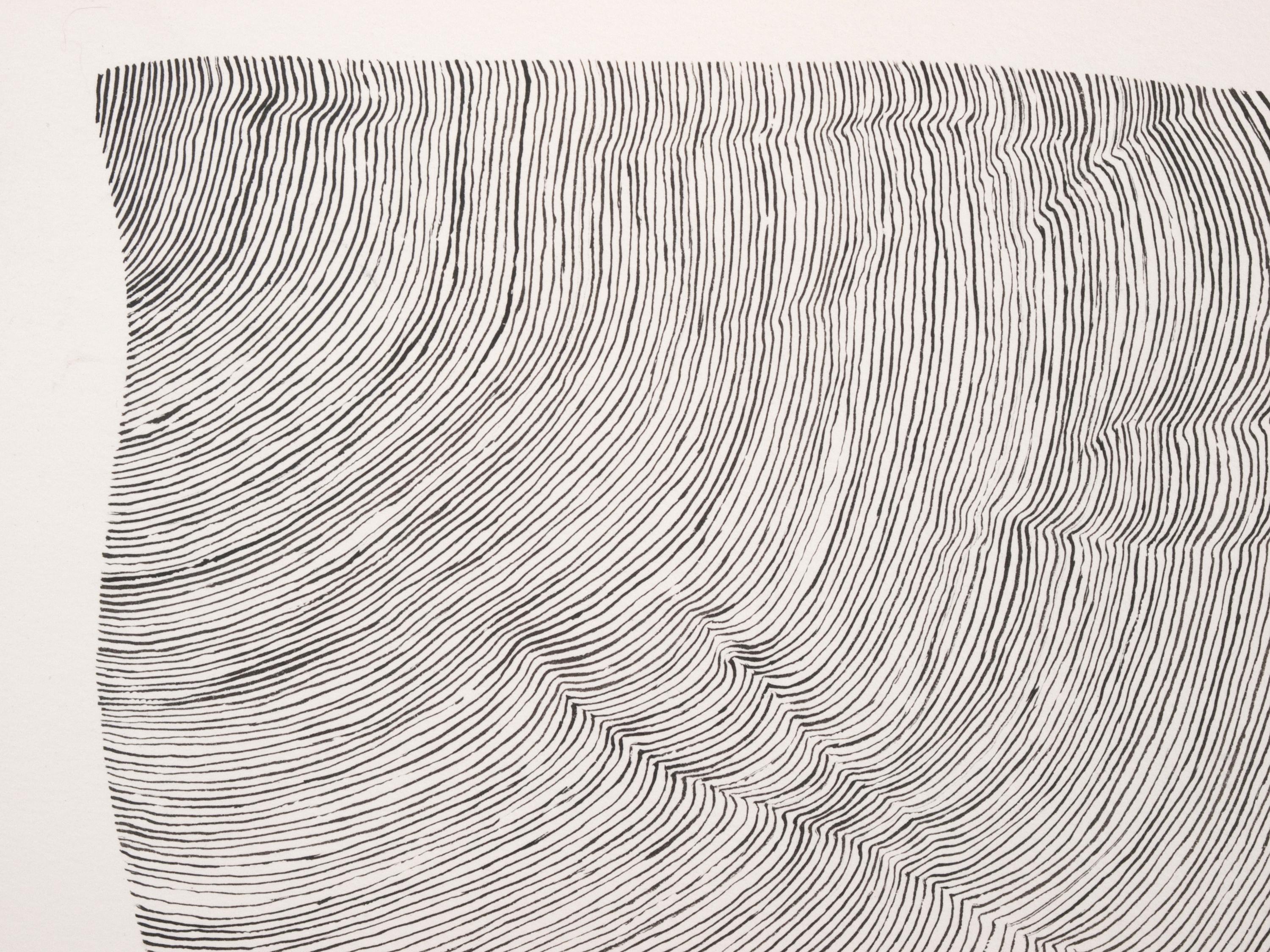 Trois formes sur une page faite de lignes - Expressionnisme abstrait Painting par Cheryl Levin