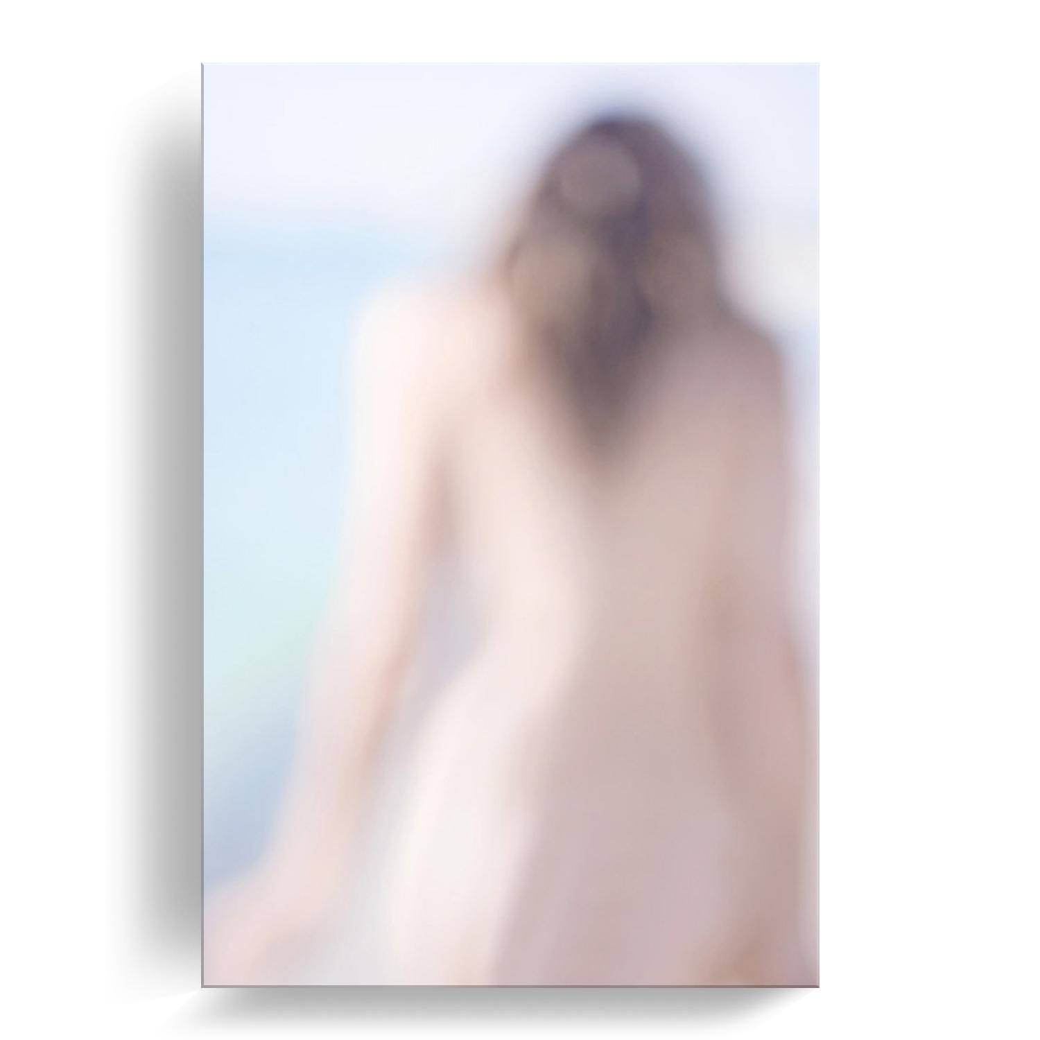 ‘Les Copines: Ruminate' Mounted Plexiglass Limited Edition Photograph features an obscure female figure in tones of blue, beige, and brown. Inspired by nature and human connectivity, the intimacy behind her work is evident. Renowned and beloved