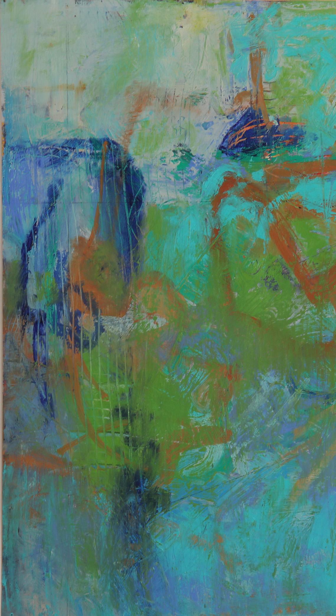 Trouver ma voie 2, huile sur papier sur bois  Abstrait, « Trois I's », encadré - Painting de Cheryl McClure