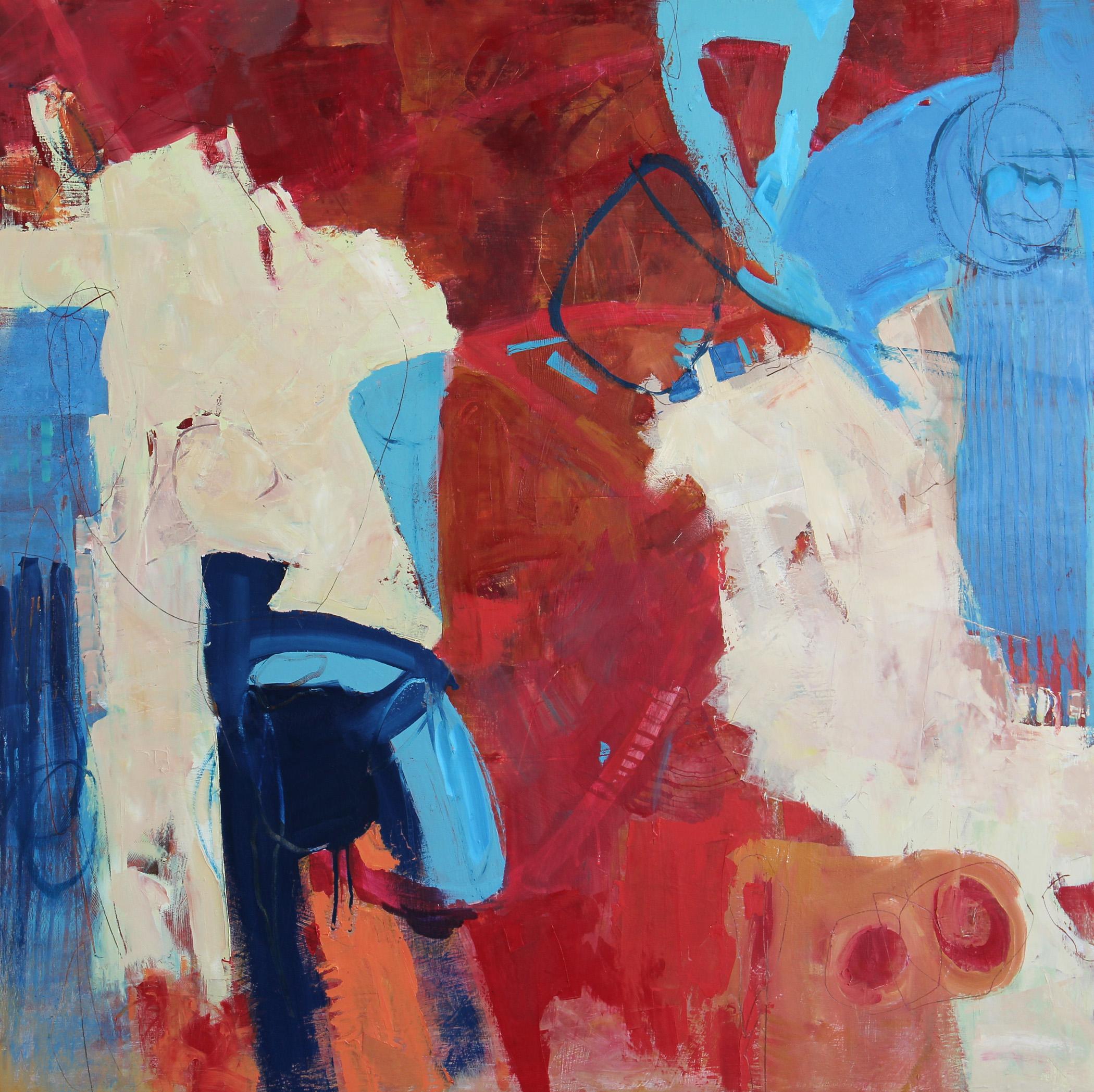 Cheryl McClure Abstract Painting – Finding My Way 3 , Eule auf Tafel, 30 x 30, Abstrakt, ""THREE I's", texanischer Künstler