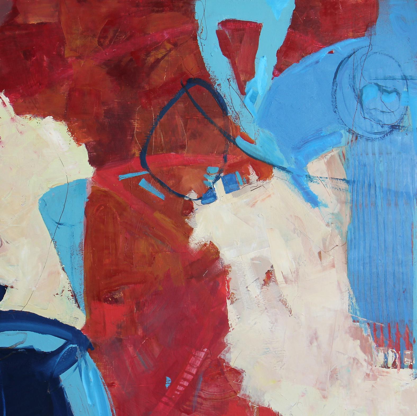 Meinen Weg finden  Öl auf Platte, 30 x 30, Abstrakt,  Texas Künstler Farben (Pink), Abstract Painting, von Cheryl McClure