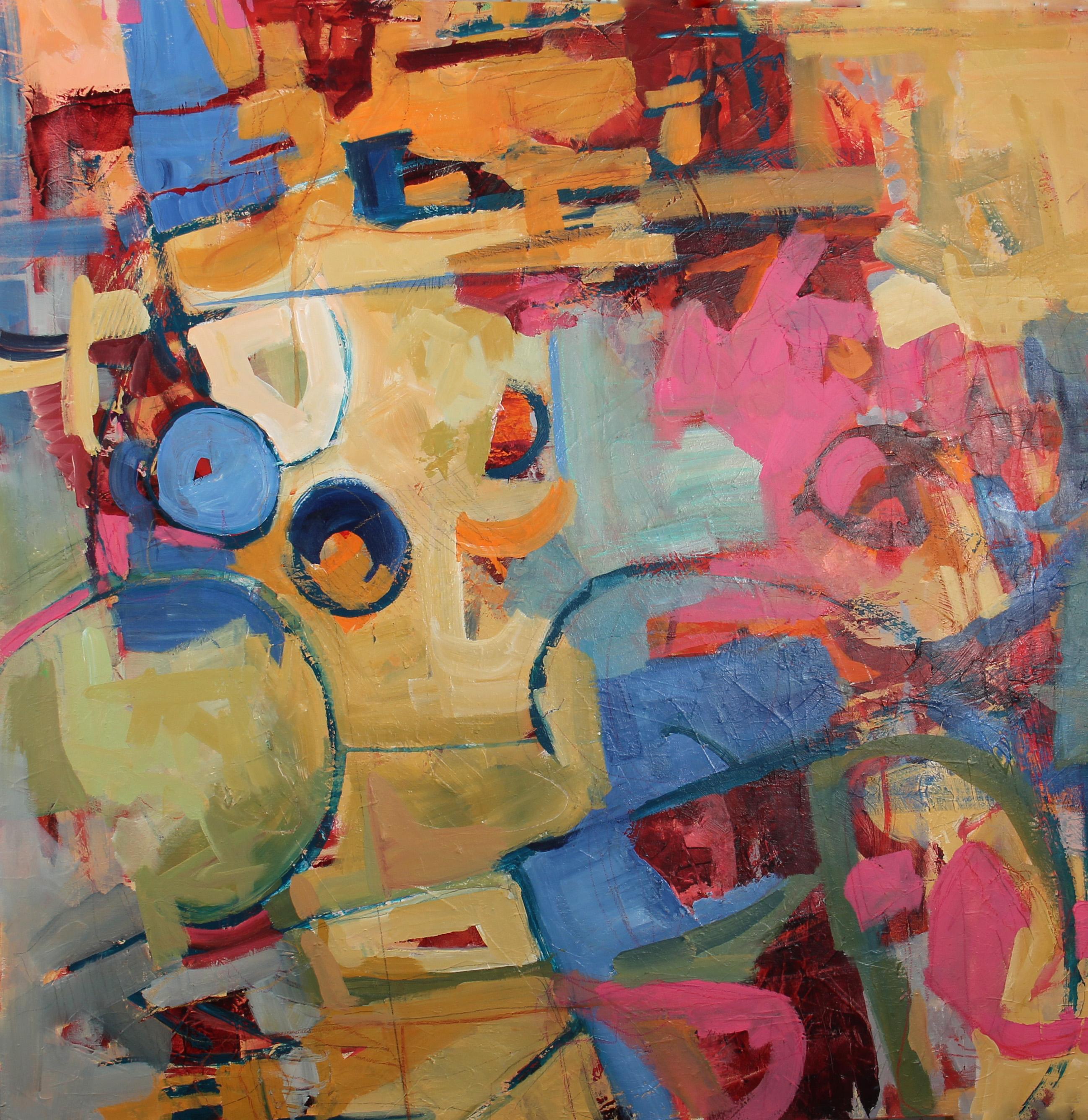 Meinen Weg finden  Öl auf Platte, 30 x 30, Abstrakt,  Texas Künstler Farben im Angebot 4