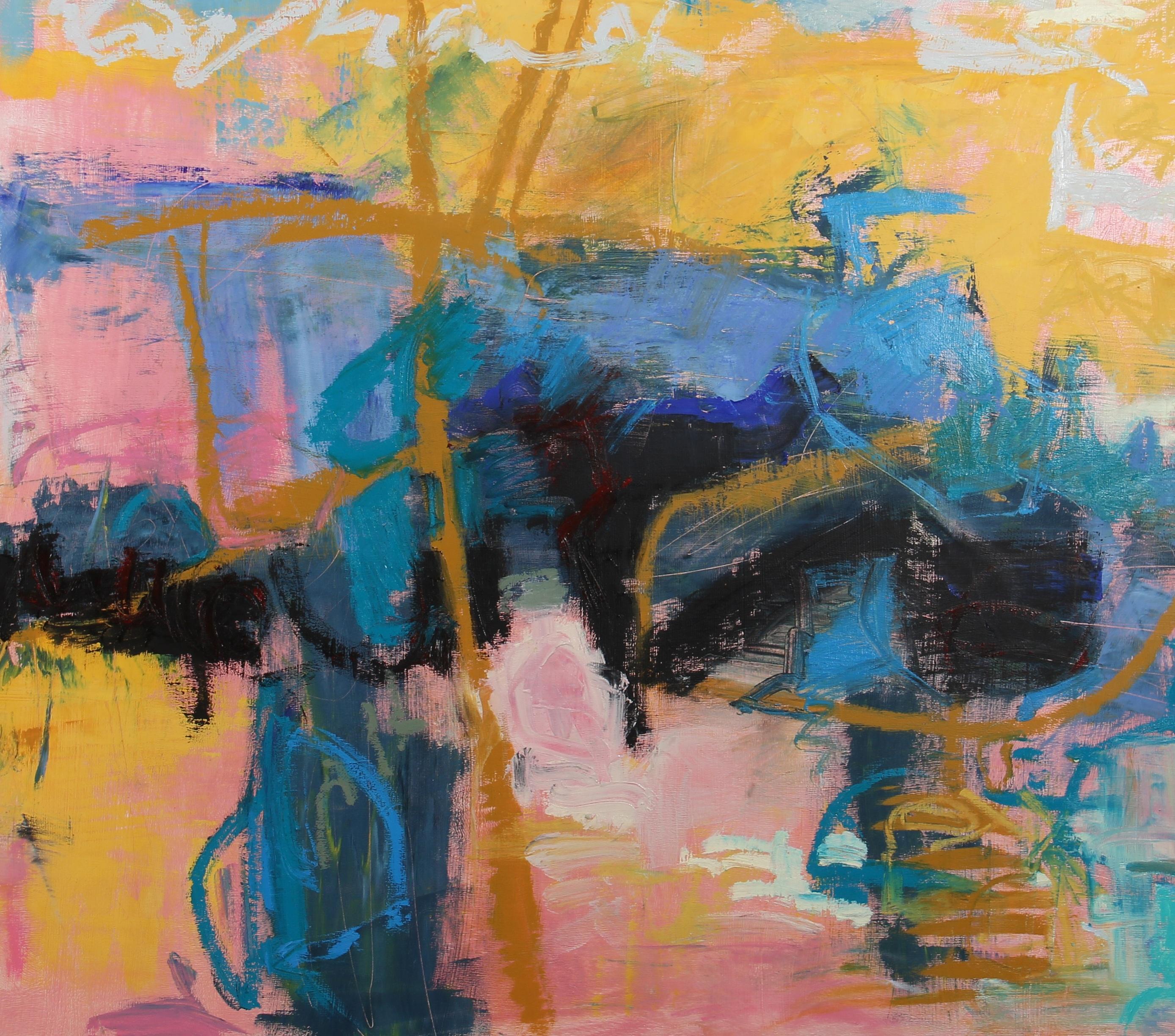 Johnson Summer Creek 2   Huile sur panneau  36 x   Abstract, Trois I's - Painting de Cheryl McClure