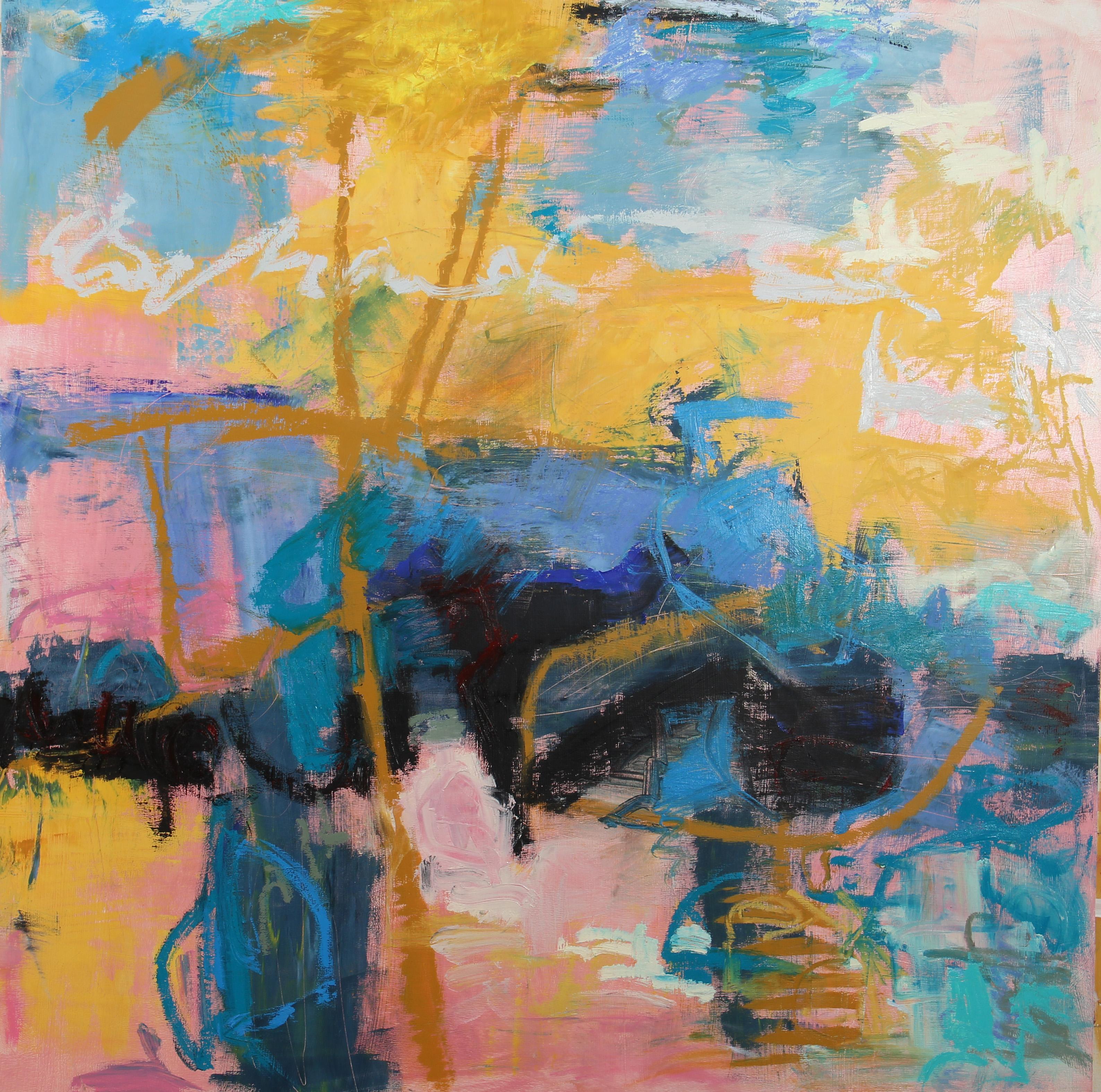 Cheryl McClure Abstract Painting - Mid-Summer Johnson Summer Creek, Oil on Panel, 36x36, Abstract, "THREE I's", 